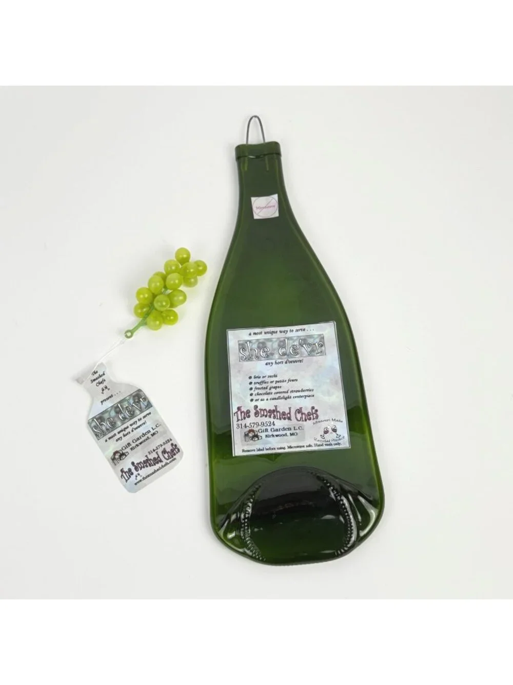Recycled Green Glass Wine Bottle Serving Tray Charcuterie The Smashed Chefs